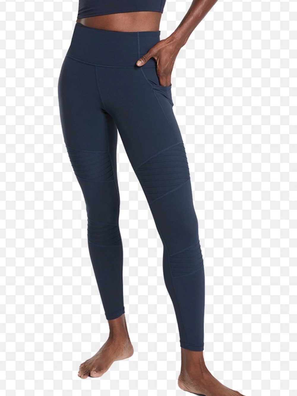 EUC Athleta Navy Inclination Moto Tight Legging High Rise